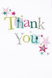 A gentle joy radiates from this thank you card, as if each detail was thoughtfully chosen to lift someone's spirits right here in Hornsey. The words 'Thank You' appear in a spectrum of playful hues-shimmering silver, sunny yellow, crisp green, and sea blue-each letter textured with subtle dots or the delicate look of hand-stitched accents. Around the cheerful greeting, little stars in pink, teal, and bright silver seem to dance, scattered in celebration like confetti flung from Broadway Parade after a street party. The background remains a spotless, calming white, lending space and harmony to the lively arrangement. There's a heartfelt sense of whimsy and sincerity woven into the card, reminiscent of the friendly exchanges you'd find browsing local shops on High Street or chatting with neighbours near Stationers Park. It's easy to imagine the gratitude shimmering right from the page-perfect for pairing with a vibrant bouquet from your Hornsey florist to mark a moment of appreciation, whether it's a small gesture or a grand occasion. The card's tactile charm and uplifting colours echo the warmth and kindness found in every corner of N8, making every thank you deeply personal and memorable.